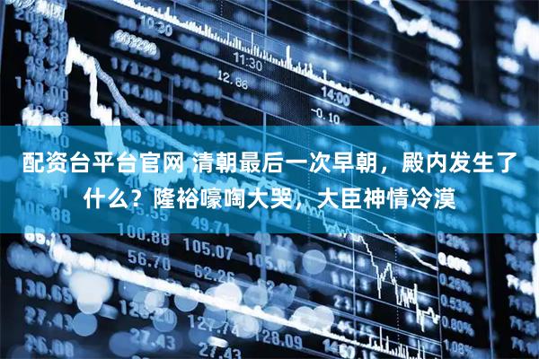 配资台平台官网 清朝最后一次早朝，殿内发生了什么？隆裕嚎啕大哭，大臣神情冷漠